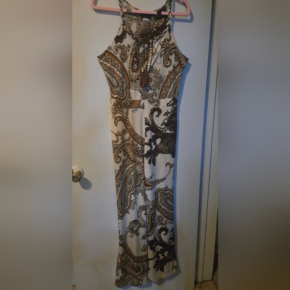 VENUS Paisley Print Jumpsuit in Cream and Brown - Picture 3 of 6
